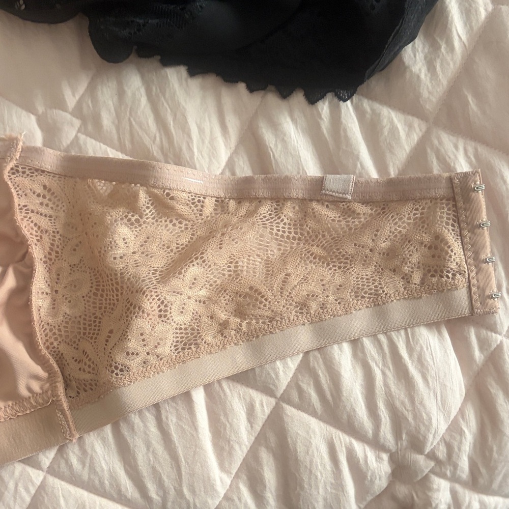 2 Elegant Lace Bralettes in Cream and Black, Like New - Picture 9 of 15